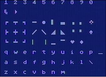 standard ATASCII character set